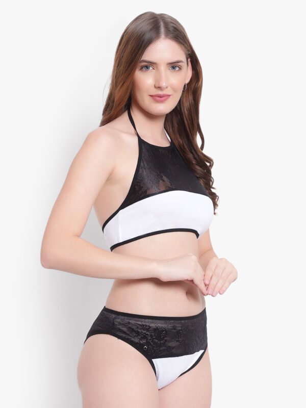 Fabura halter neck White & Black Lingerie Set - Image 5