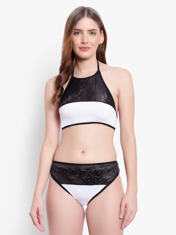 Fabura halter neck White & Black Lingerie Set - Image 3