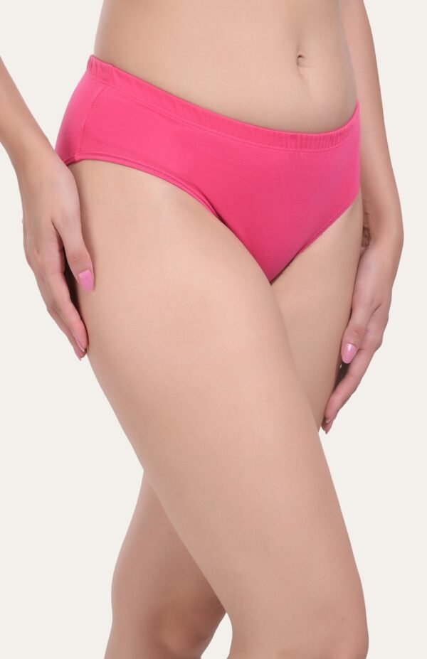 Solid Pink Cotton Hipster Panty for women - Image 2