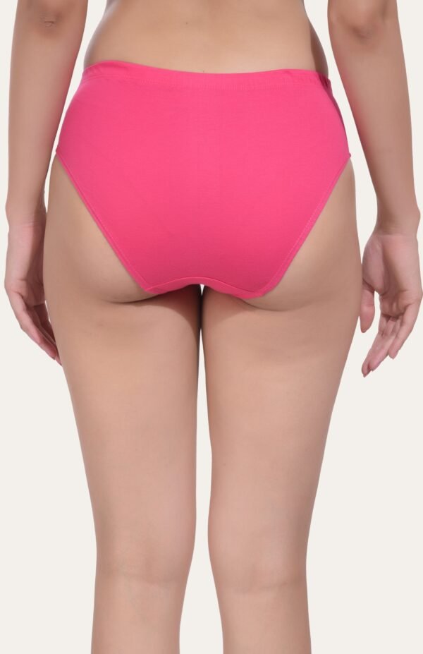 Solid Pink Cotton Hipster Panty for women - Image 3