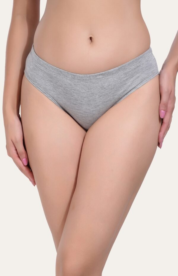 Solid Grey Cotton Hipster Panty for women - Image 2