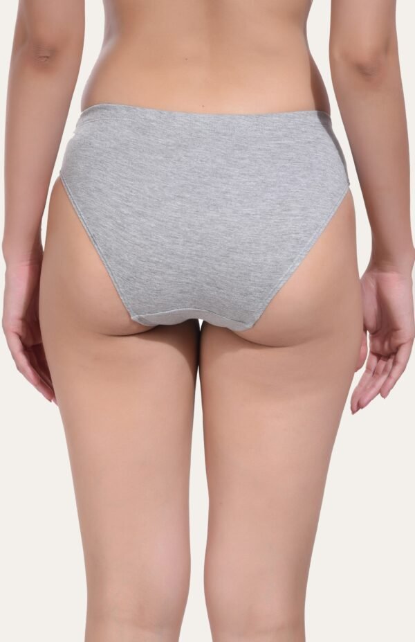 Solid Grey Cotton Hipster Panty for women - Image 5