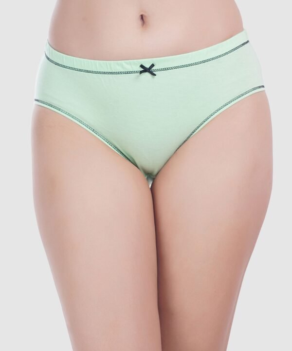 Solid Green Cotton Women Panty - Image 2