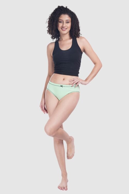 Solid Green Cotton Women Panty