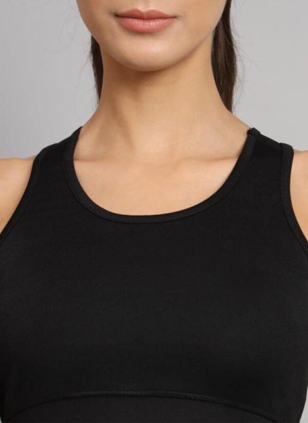 Classic Black Sports Bra with a Sleek Fit - Image 3