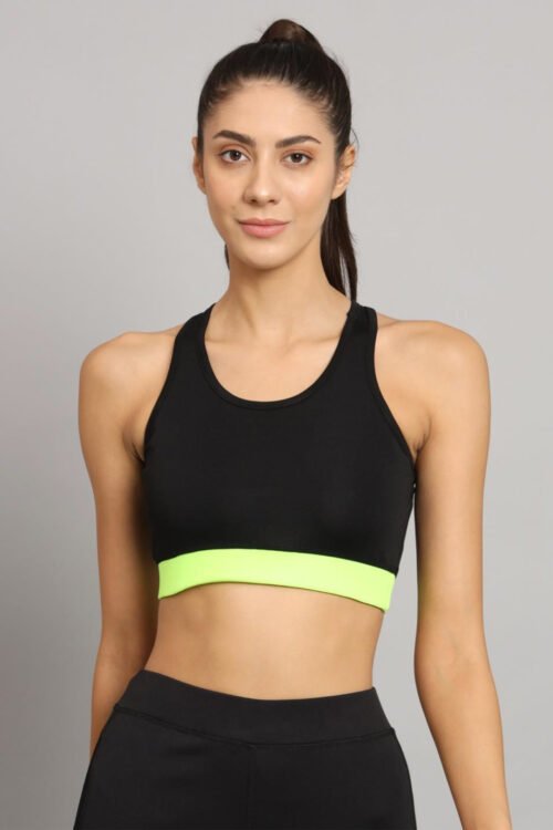 Black and Neon Green Sports Bra for a Pop of Energy