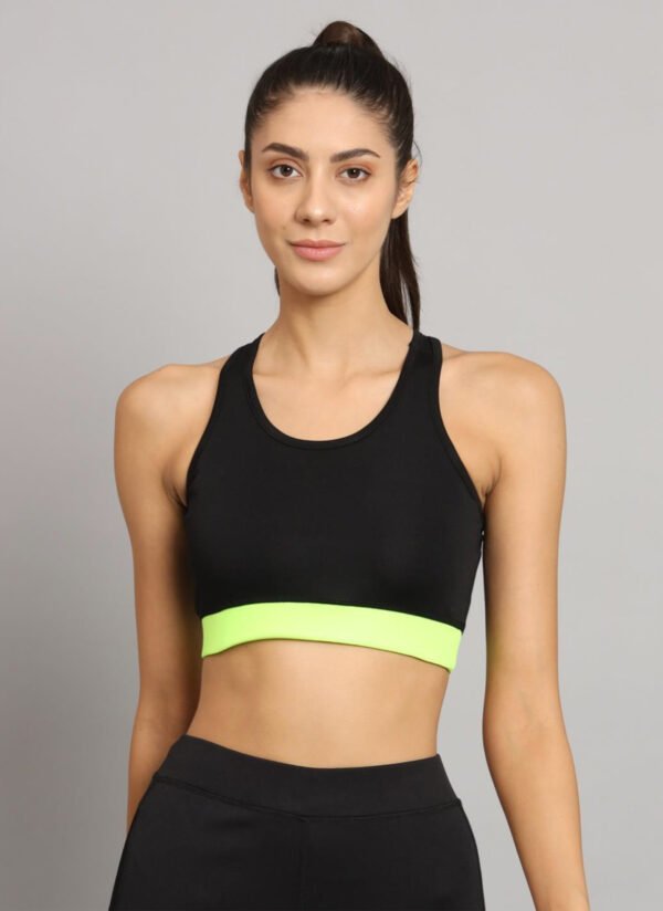 Black and Neon Green Sports Bra for a Pop of Energy