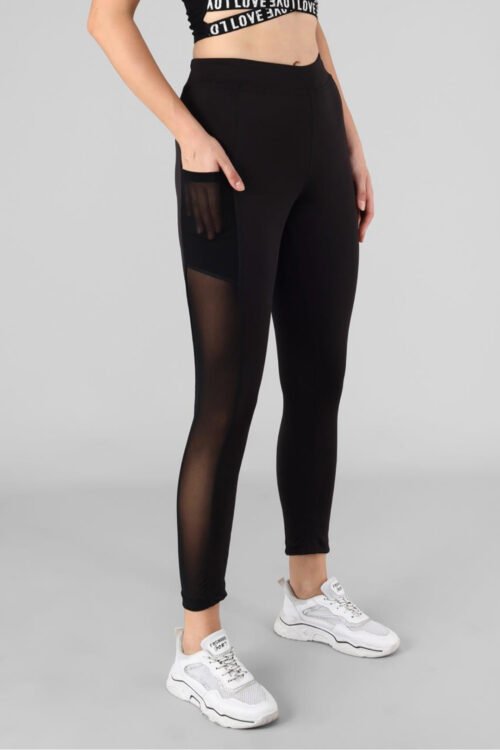 Black Net Gym Leggings for Women