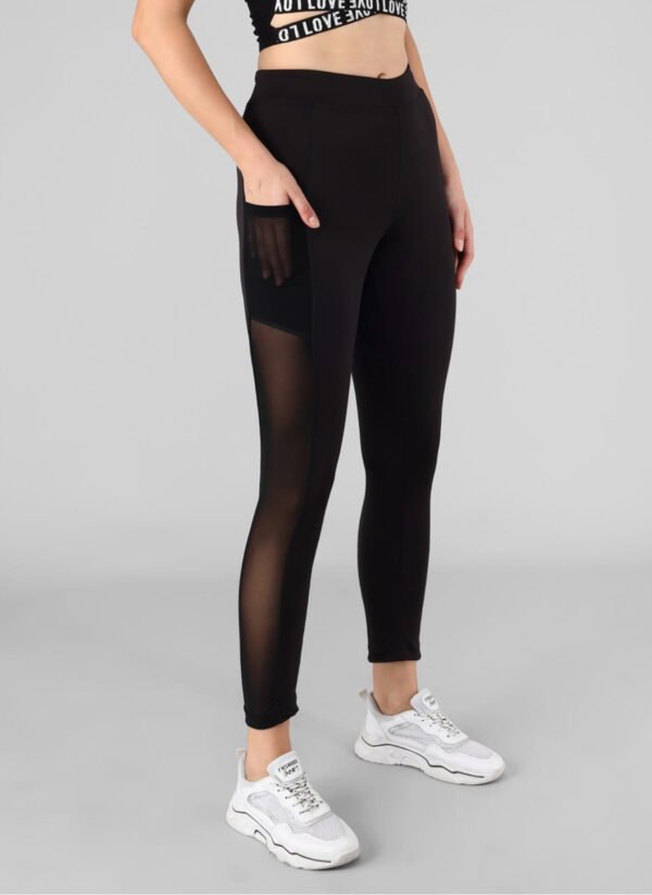 Black Net Gym Leggings for Women