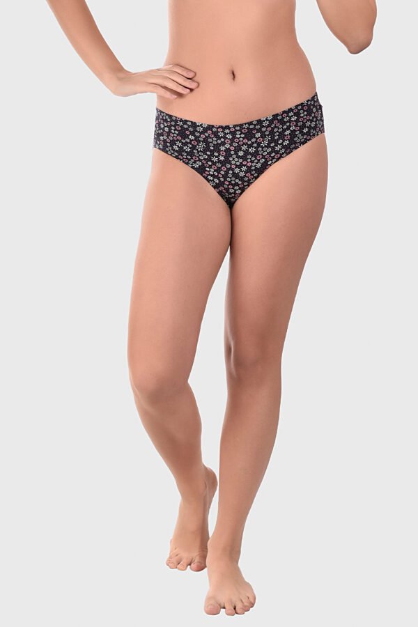 Black Printed Flower Panty - Image 5