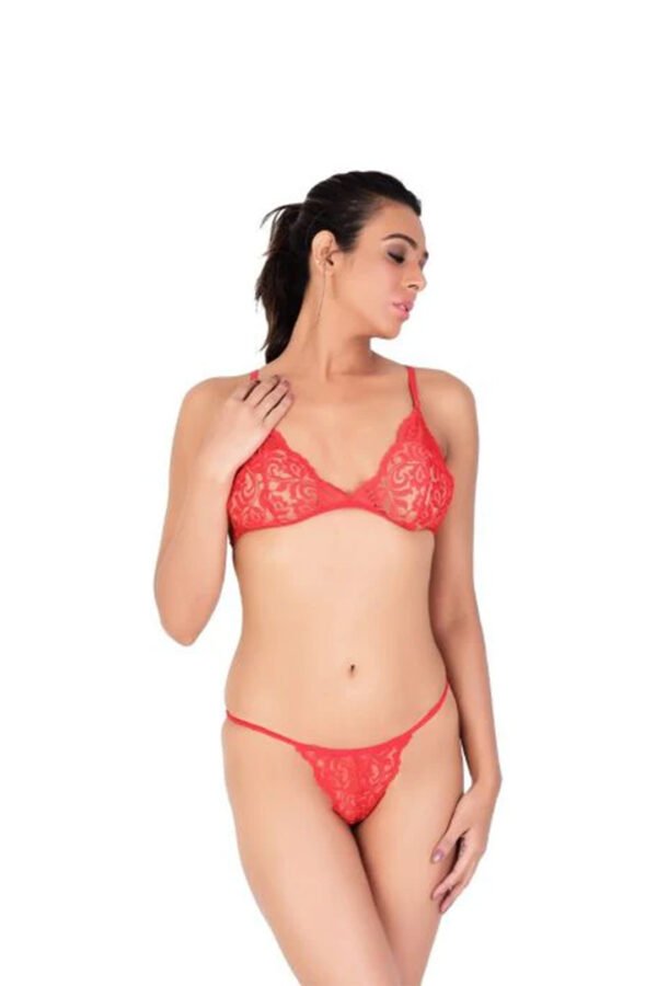 Special Moment Tanga Lingerie Bra Panty set- Red color - Image 4