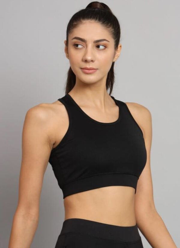 Classic Black Sports Bra with a Sleek Fit - Image 2