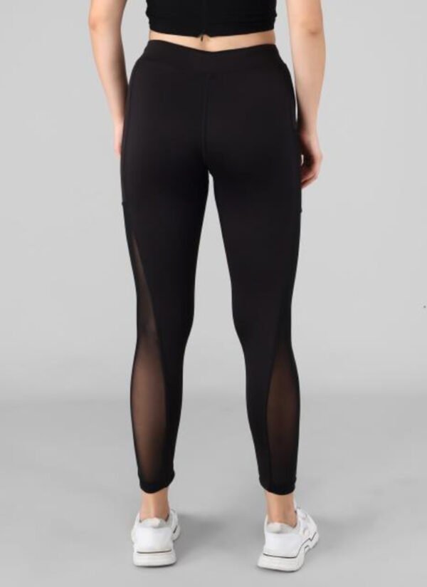 Black Net Gym Leggings for Women - Image 2