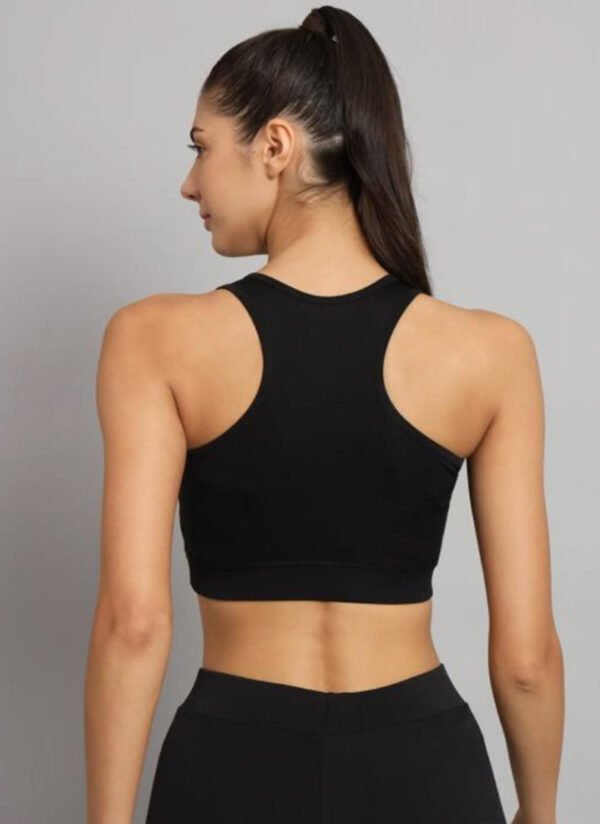 Classic Black Sports Bra with a Sleek Fit - Image 4