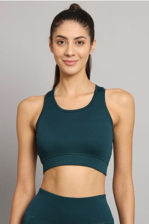 Trendy Bottle Green Sports Bra for a Bold Look