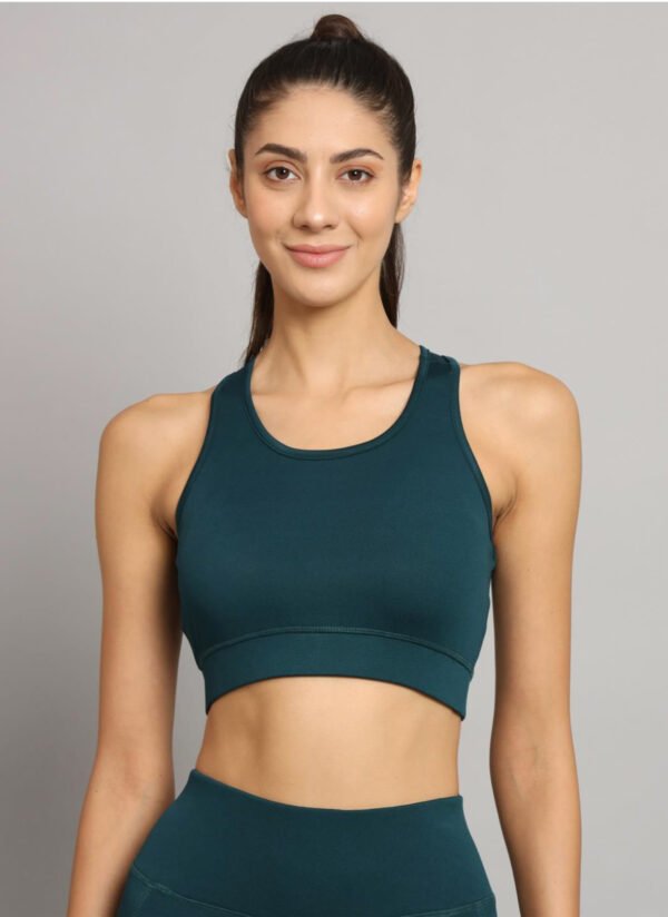 Trendy Bottle Green Sports Bra for a Bold Look