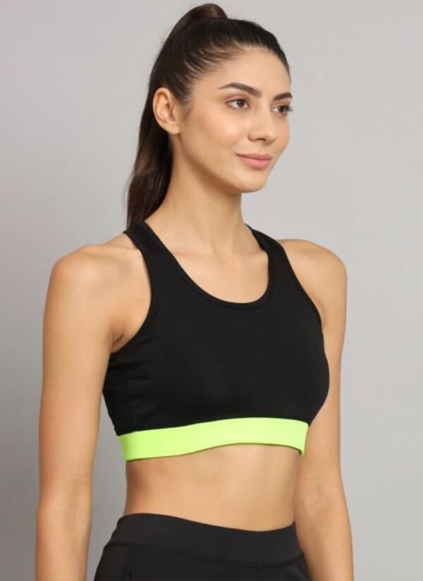 Black and Neon Green Sports Bra for a Pop of Energy - Image 3