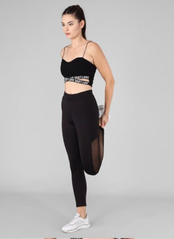 Black Net Gym Leggings for Women - Image 4