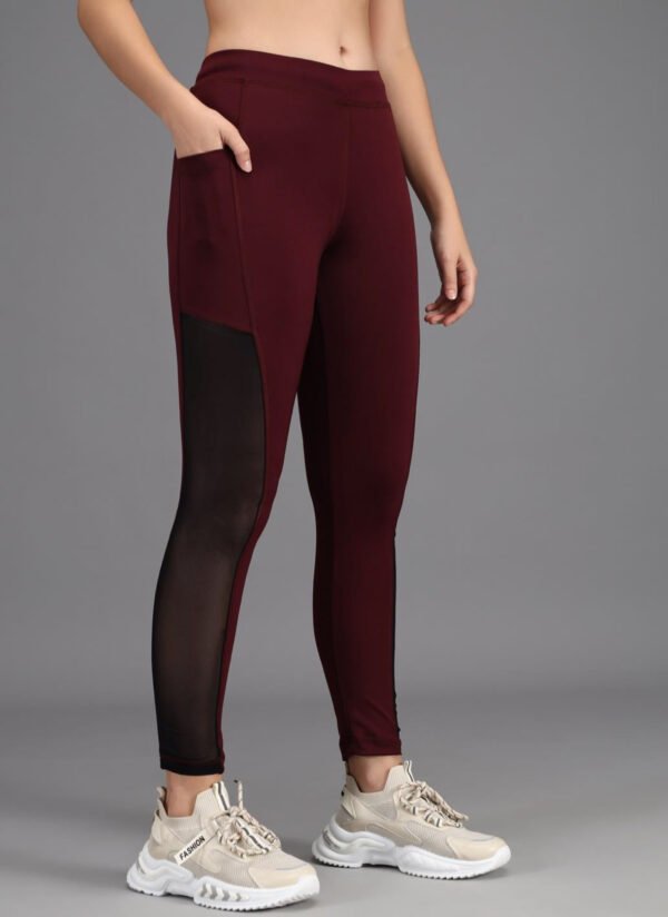 Wine Net Gym Leggings for Women - Image 2