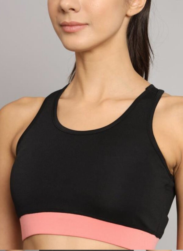 Black and Peach Sports Bra for a Chic Combination - Image 2